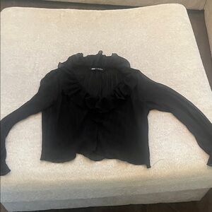 Zara Black Ruffled Blouse